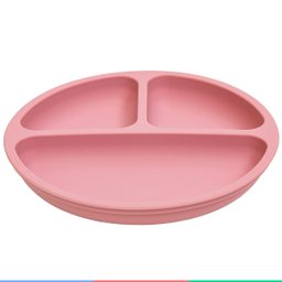 Prato de Silicone Bebe Alimentação Infantil +6 Meses c/ Ventosas 3 Divisórias Rosa Buba Prato - Prat - 5