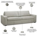 Ver imagem 3 de Sofá 3 Lugares para Sala de Estar Living 235cm Aurora L06 Couro Cinza Claro - Lyam Decor