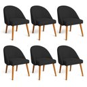 Ver imagem 1 de Kit 06 Cadeiras Poltrona de Jantar Luna Suede Pés Palito Castanho - Pallazio:Preto