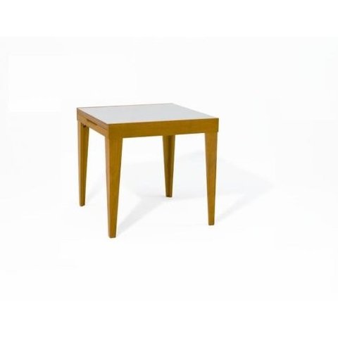 Mesa De Jantar Extensível 0.80 a 1.20 Com Vidro Pés Madeira Tock:IMBUIA/OFF WHITE