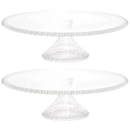 Conjunto 2 Boleiras de Cristal com Pedestal 31x11cm Pearl Wolff Porta Bolo Pudim Doces - 2