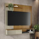 Ver imagem 2 de Painel Tv 65 Pol 161cm Bancada Suspensa para Sala Dorema Cumaru/opala M20 - D’Rossi