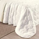 Ver imagem 5 de Kit Cobre Leito Colcha Adele Casal Padrão Dupla Face Micropercal 300 Fios 3 Peças - Branco Off