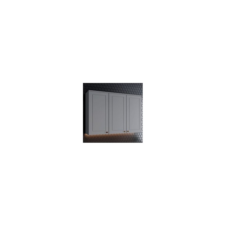 Armário Aéreo 3 portas 120cm Americana Cinza - Móveis Henn