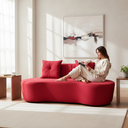 Ver imagem 2 de Sofá 3 Lugares Orgânico Curvo Madrid 180cm Veludo Vermelho