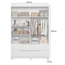 Ver imagem 2 de Guarda Roupa Solteiro Doble 04 Portas e Cômoda Toronto Branco - Móveis Albatroz