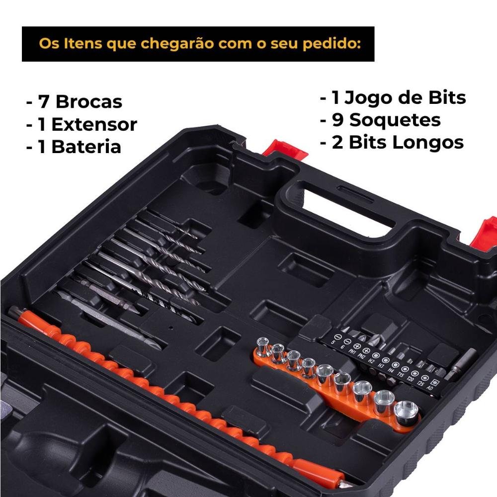 Parafusadeira e Furadeira a Bateria 12v sem Fio Bivolt Hw1045 Hawk - 3