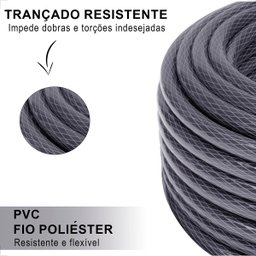 Mangueira de Jardim 50m Slim com Esguicho Reforçada Flexível:cinza Escuro - 3