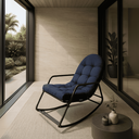 Ver imagem 1 de Cadeira Balanço Sossego Almofada Impermeável Pés C/ Proteção:azul Marinho Noite