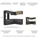 Ver imagem 4 de Armário de Cozinha Completa de Canto com Rodapé Veneza Multimóveis MP2099.898 Preto/Branco