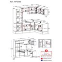 Ver imagem 5 de Armário de Cozinha Completa de Canto com Rodapé Veneza Multimóveis MP2099.898 Preto/Branco