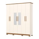 Ver imagem 2 de Guarda-roupa Cover 06 Pts. C/ Espelho Off White/nature - Henn