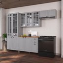 Ver imagem 1 de Armário de Cozinha Modulada Compacta Fidelitá Nara 100% MDF 4 Peças 280cm 12 Portas 2 Gavetas com