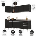 Ver mais imagens de Armário de Cozinha Modulado de Canto Direito 4 Peças Cp42 com Pia Inox Preto - Lumil