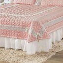 Ver imagem 2 de Kit Cobre Leito Colcha Romance Queen 5 Peças Micropercal 200 Fios Matelado Costurado Renda - Rose