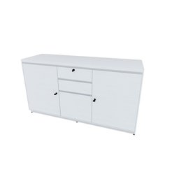 Armário Escritório Balcão LN40 1,37 x 0,41 x 0,74 com 2 Portas e 3 Gavetas Branco Lunasa - 2