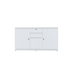 Armário Escritório Balcão LN40 1,37 x 0,41 x 0,74 com 2 Portas e 3 Gavetas Branco Lunasa - 1