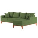 Ver imagem 3 de Sofá 4 Lugares Beny com Chaise Direito Linho Verde Oliva