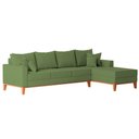 Ver imagem 4 de Sofá 4 Lugares Beny com Chaise Direito Linho Verde Oliva
