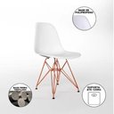 Ver imagem 5 de Mesa de Jantar Redonda 90cm Branco Clips 3 Pés com 4 Cadeiras Eames Eiffel Brancas Base Cobre