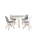 Ver imagem 2 de Mesa de Jantar Redonda 90cm Branco Clips 3 Pés com 4 Cadeiras Eames Eiffel Brancas Base Cobre