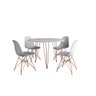 Mesa de Jantar Redonda 90cm Branco Clips 3 Pés com 4 Cadeiras Eames Eiffel Brancas Base Cobre - 2