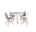 Ver imagem 2 de Mesa de Jantar Redonda 90cm Branco Clips 3 Pés com 4 Cadeiras Eames Eiffel Brancas Base Cobre
