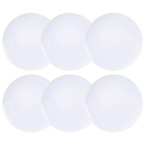 Conjunto 6 Pratos Rasos de Porcelana Tramontina Branco 25cm