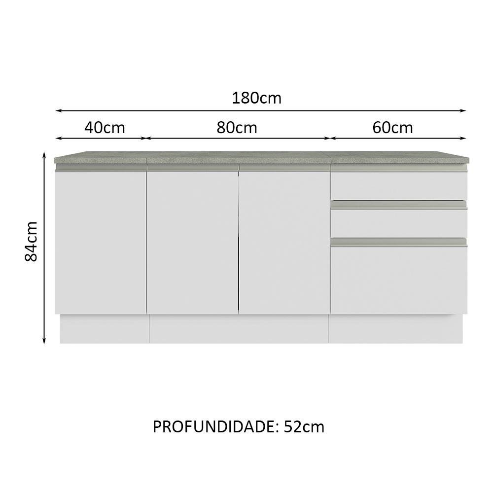 Armário Gabinete para Banheiro 180cm 3 Portas 3 Gavetas Branco Madesa - 3