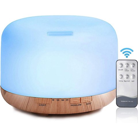 Difusor De Aromas, Umidificador De Ar Ultra-Sônico 500Ml, Difusor De Óleo Essencial, Abajur Led, (Ma