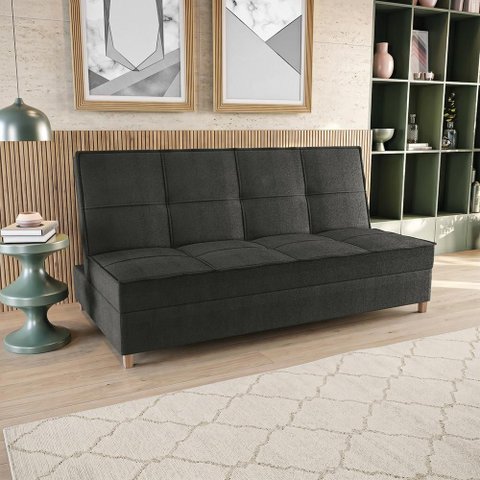 Sofá Cama Vision 185cm Suede Mescla Grafite Kappesberg