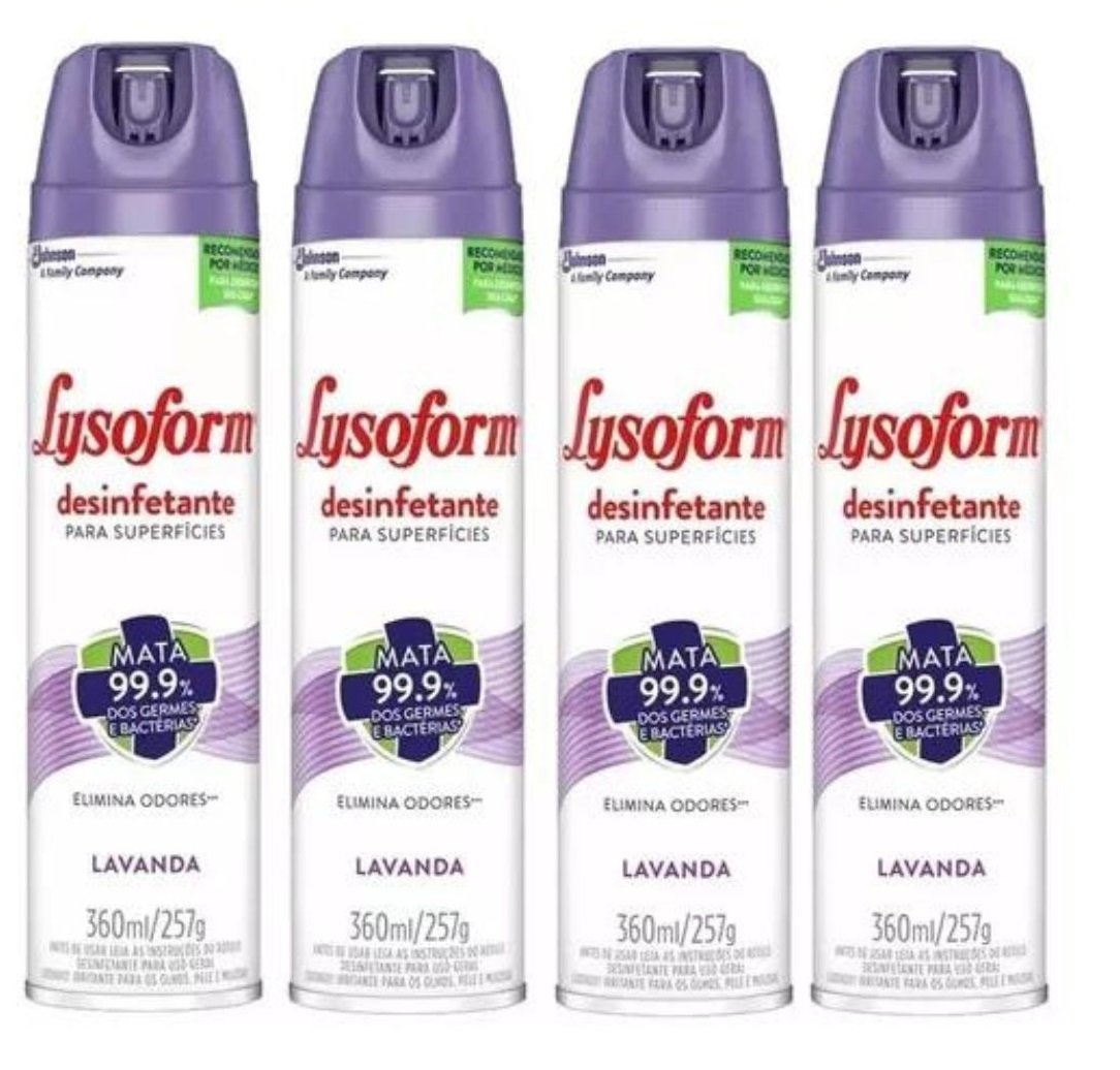 Kit 4 Pçs Lysoforme 360ml Lavanda Desinfetante Superfícies