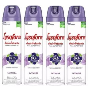 Kit 4 Pçs Lysoforme 360ml Lavanda Desinfetante Superfícies