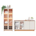 Ver imagem 2 de Conjunto Cristaleira 2 Portas de Vidro Guanabara com Led e Buffet Sala de Jantar 4 Portas Vitória