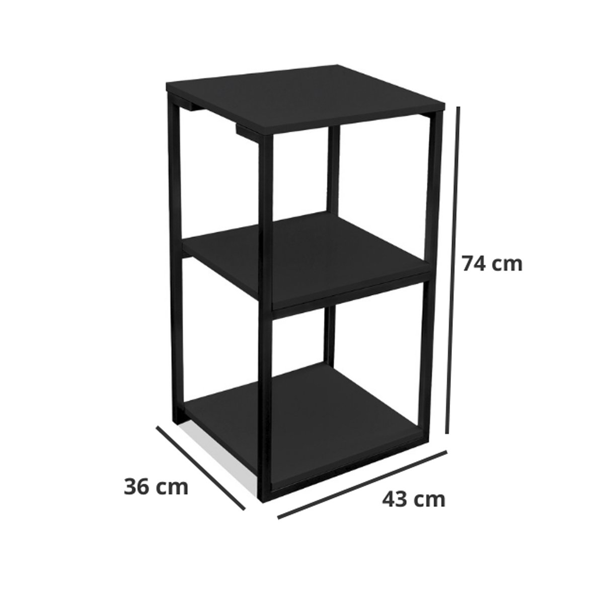 Prateleira Industrial Lateral Mesa Base Preto Tampo Preto - 8