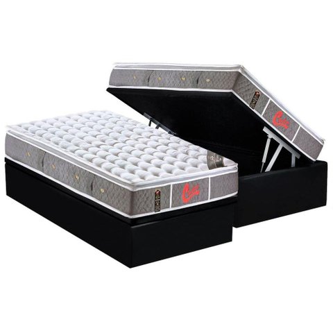 Cama Box Baú Solteiro: Colchão Molas Ensacadas Castor Pocket Light Stress Oxygen New + Base CRC Cour