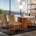 Ver imagem 1 de Sala de Jantar Mesa Olimpia 120 Tampo em Mdf Vidro Canto Reto com 4 Cadeiras Grecia