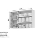 Ver imagem 4 de Armário Aéreo 120 cm Branco HP 100% MDF 03 Portas com Vidro Temperado Americana