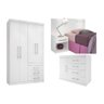 Quarto Completo Juvenil Plus 3 Peças (1 Guarda Roupa + 1 Cômoda + 1 Cabeceira) QS05 Branco - - 1