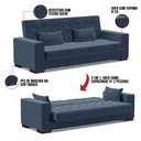 Ver imagem 6 de Sofá Cama 02 lugares Lisboa Suede Pés de Madeira - D’Rossi - Azul Marinho