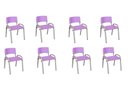 Ver imagem 2 de Kit 8 Cadeira Iso Infantil Creche, Escola Base Cinza Lilas
