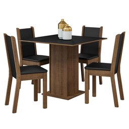 Conjunto Sala de Jantar Mesa Tampo de Madeira 4 Cadeiras Rustic/preto Briana Madesa - 2