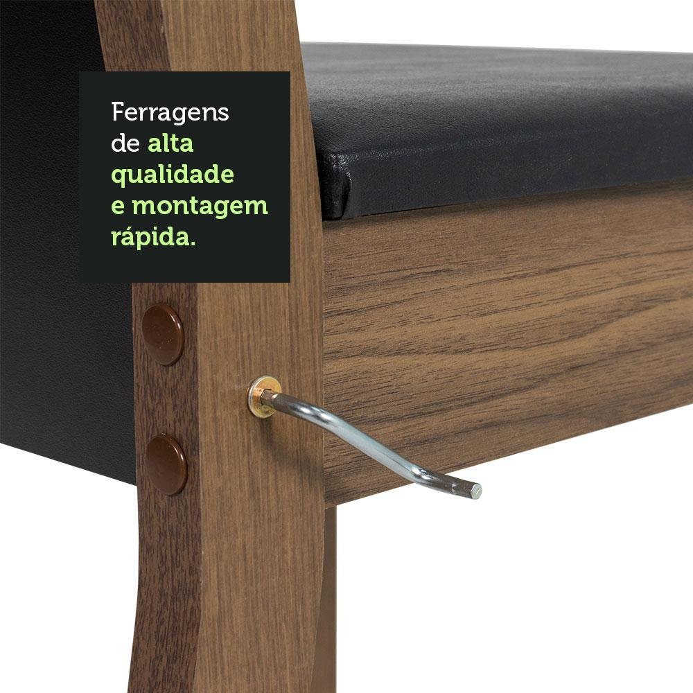 Conjunto Sala de Jantar Mesa Tampo de Madeira 4 Cadeiras Rustic/preto Briana Madesa - 7