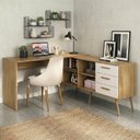Ver imagem 1 de Mesa de Escritório em L com 3 Gavetas Porto Multimóveis Mp6046 Madeirado/branco