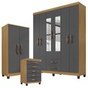 Ver imagem 1 de Guarda Roupa Casal Modena com Espelho 6 Portas com Cômoda 5 Gavetas e Armário Multiuso Recife Carval