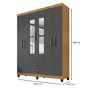 Ver imagem 3 de Guarda Roupa Casal Modena com Espelho 6 Portas com Cômoda 5 Gavetas e Armário Multiuso Recife Carval