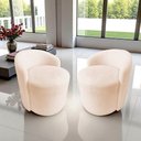Ver imagem 1 de Kit 2 Poltronas Decorativa Yara Orgânica Couro Bege