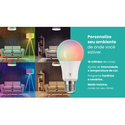Lâmpada de LED Smart Tramontina Base E27 10 W Bivolt com 16 Milhões de Cores RGBW Wi-Fi + Bluetooth  - 4