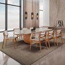 Ver imagem 1 de Sala de Jantar Mesa Ellis com 8 Cadeiras Eva Premium Luna Off White Imbuia Nat