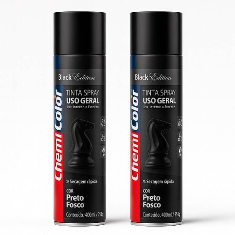 Kit 02 Tintas Spray 400ml para Uso Geral Multiuso Secagem Rápida - Chemicolor